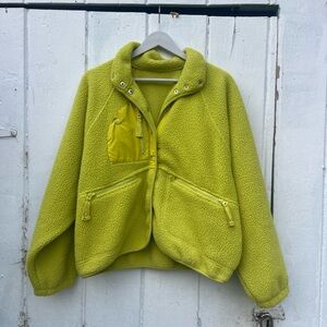 Free People Neon Yellow Hit the Slopes Fleece Jacket Size Medium